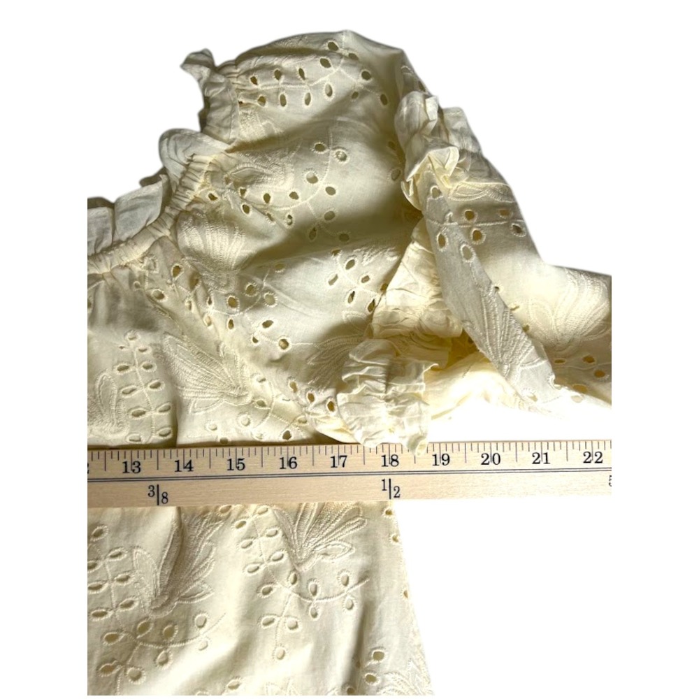 Anthropologie Worn Heart Eyelet Peasant Blouse Ivory Boho Cottagecore 8 NWT - Picture 3 of 11